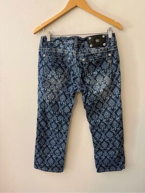 Y2K Miss Me Floral Fade Blue Cuffed Capri  Jeans
